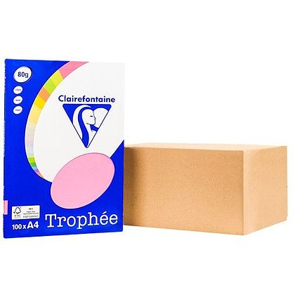 Бумага цветная "Trophée", А4, 100 листов, 80 г/м2, розовый неон - 2