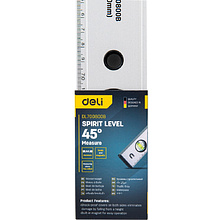 Уровень строительный Deli YS EDL700800B, 800 мм, магнит, алюминиевый сплав