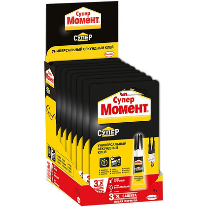 Клей универсальный секундный "Супер Момент" 3 гр., блистер-карта, шоу-бокс - 2