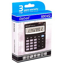 Калькулятор настольный Rebell "SDC-412 BX", 12-разрядный, черный