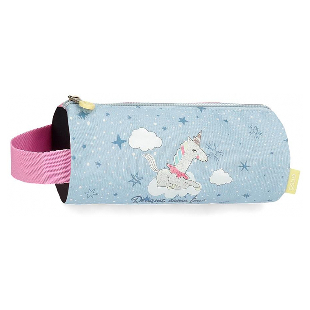 Пенал Enso "Dreams come true", 1 отделение, голубой, розовый