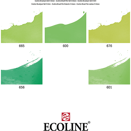 Набор акварельных маркеров "Ecoline", 5 шт., зеленые - 2