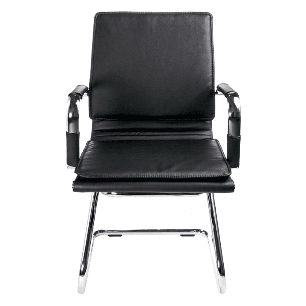 Кресло на полозьях "Бюрократ Ch-993-Low-V", экокожа, черный, металл хром - 3