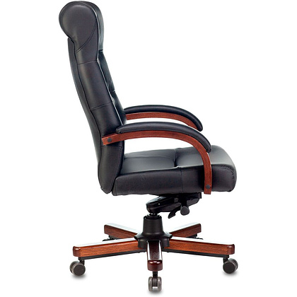 Кресло для руководителя Бюрократ T-9928WALNUT, кожа, металл/дерево, черный - 3