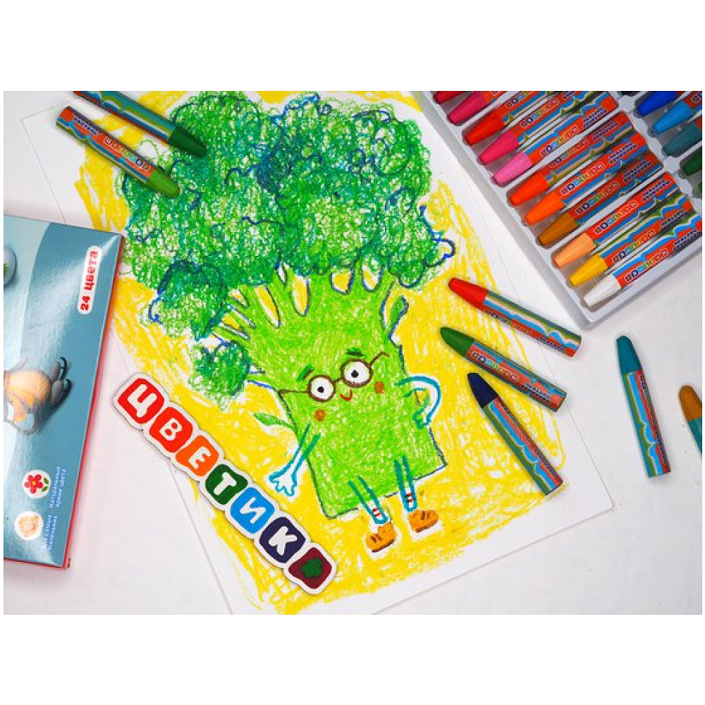 Пастель масляная детская "Цветик", 24 цвета - 2