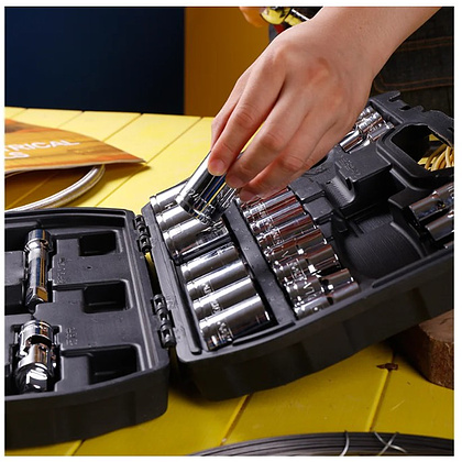 Набор головок торцевых Deli YS 32 EDL1032, 32 предмета, кейс, черный - 4