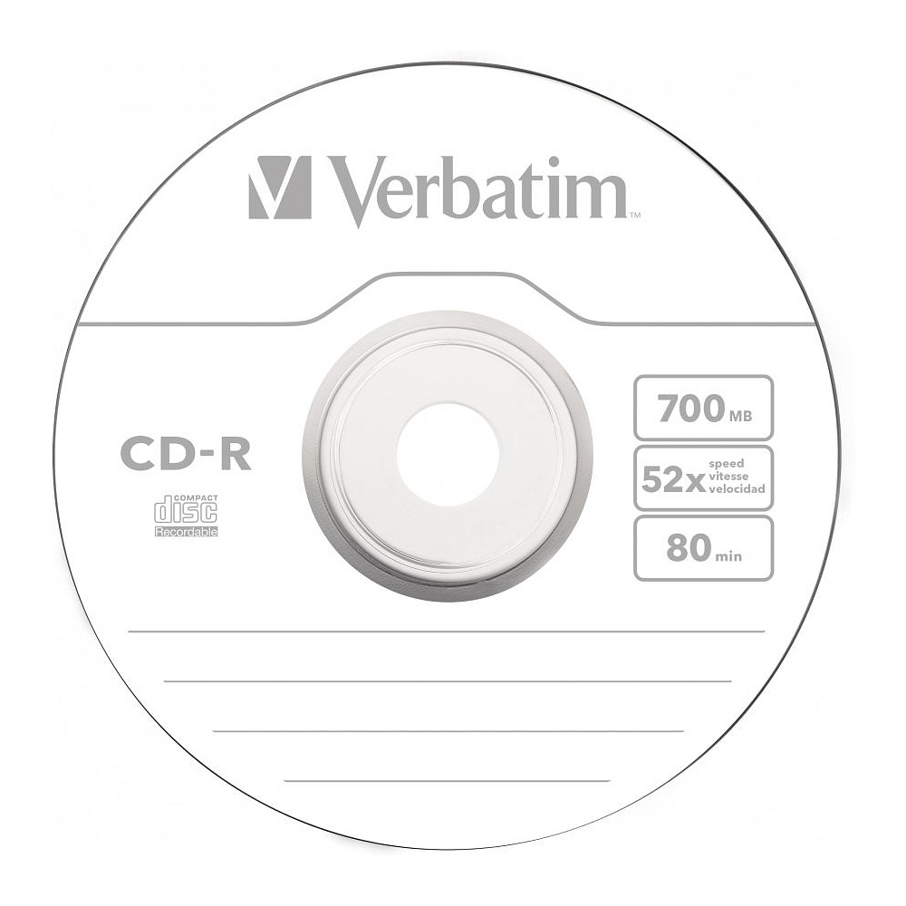 Диск Verbatim на шпинделе, CD-R, 0.7 гб, круглый бокс, 50 шт - 3