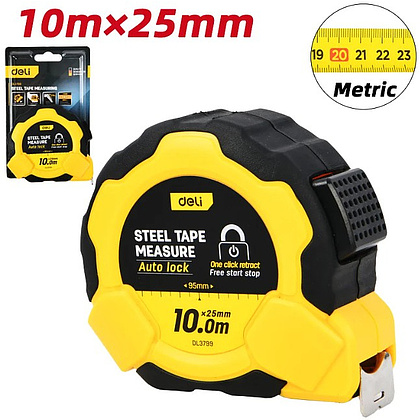 Рулетка Deli YS EDL3799, 10 м х 25 мм, желтый, черный - 2