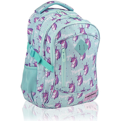 Рюкзак молодежный "Head Unicorn", бирюзовый, розовый