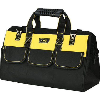 Сумка для инструментов Deli "EDL430113", 310x170x220 мм, 14 карманов, черный, желтый