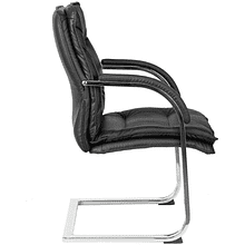 Кресло на полозьях "Бюрократ T-9927SL-LOW-V", натуральная кожа, черный, металл хром