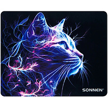 Коврик для мыши "Neon Cat", 250х200х2 мм, ткань, черный