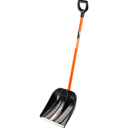 Лопата снеговая Amigo, 410x410, морозостойкий полипропилен, ребра жесткости, стальной черенок, D-образная рукоятка, черная