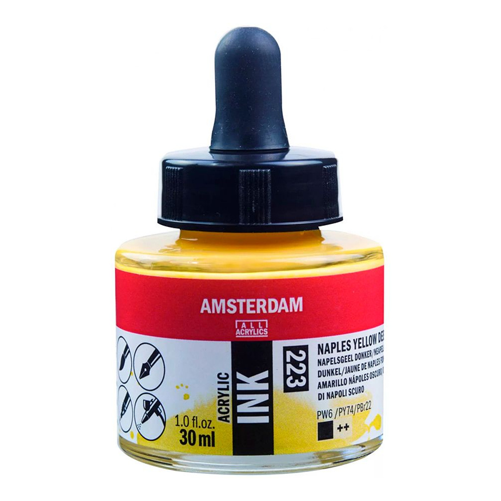 Жидкий акрил "Amsterdam", 223 неаполитанский желтый темный, 30 мл