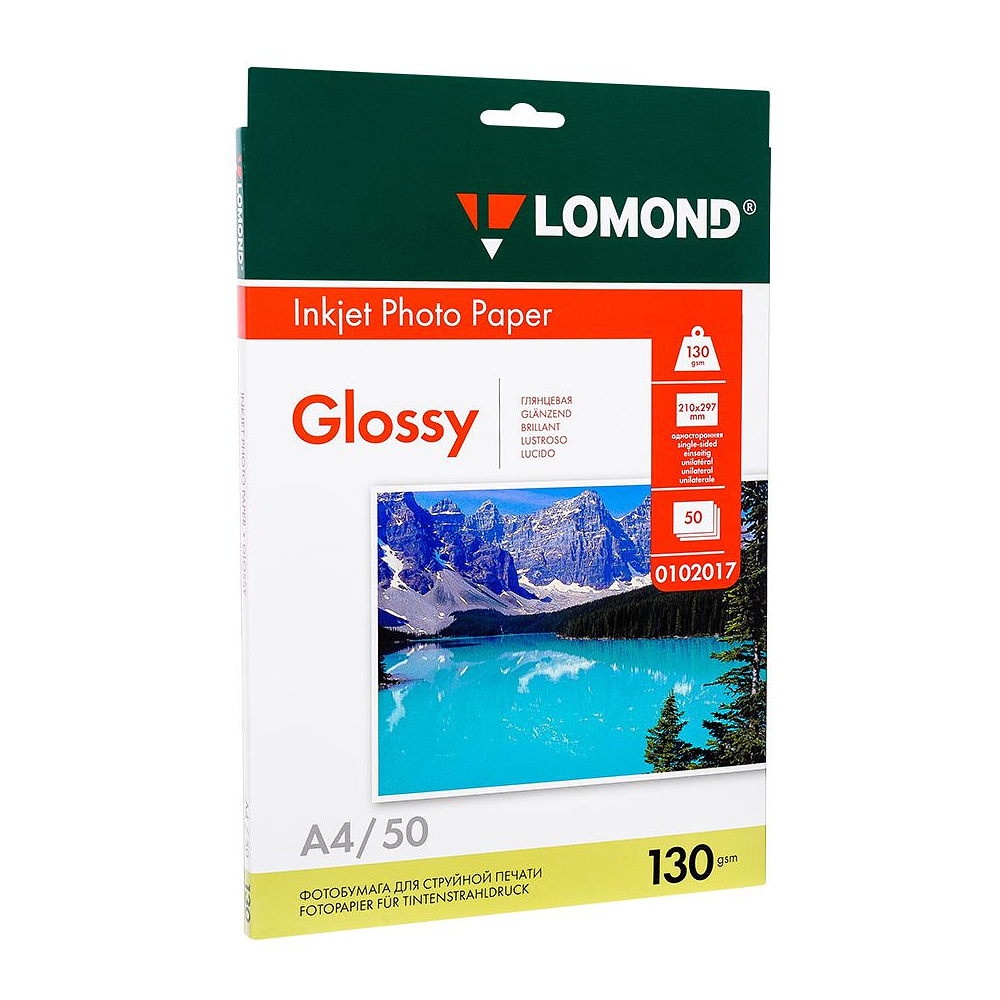 Фотобумага глянцевая для струйной фотопечати "Lomond", А4, 50 листов, 130 г/м2