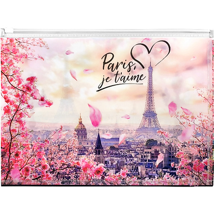 Папка-конверт на молнии "Take me to Paris", А4, разноцветный