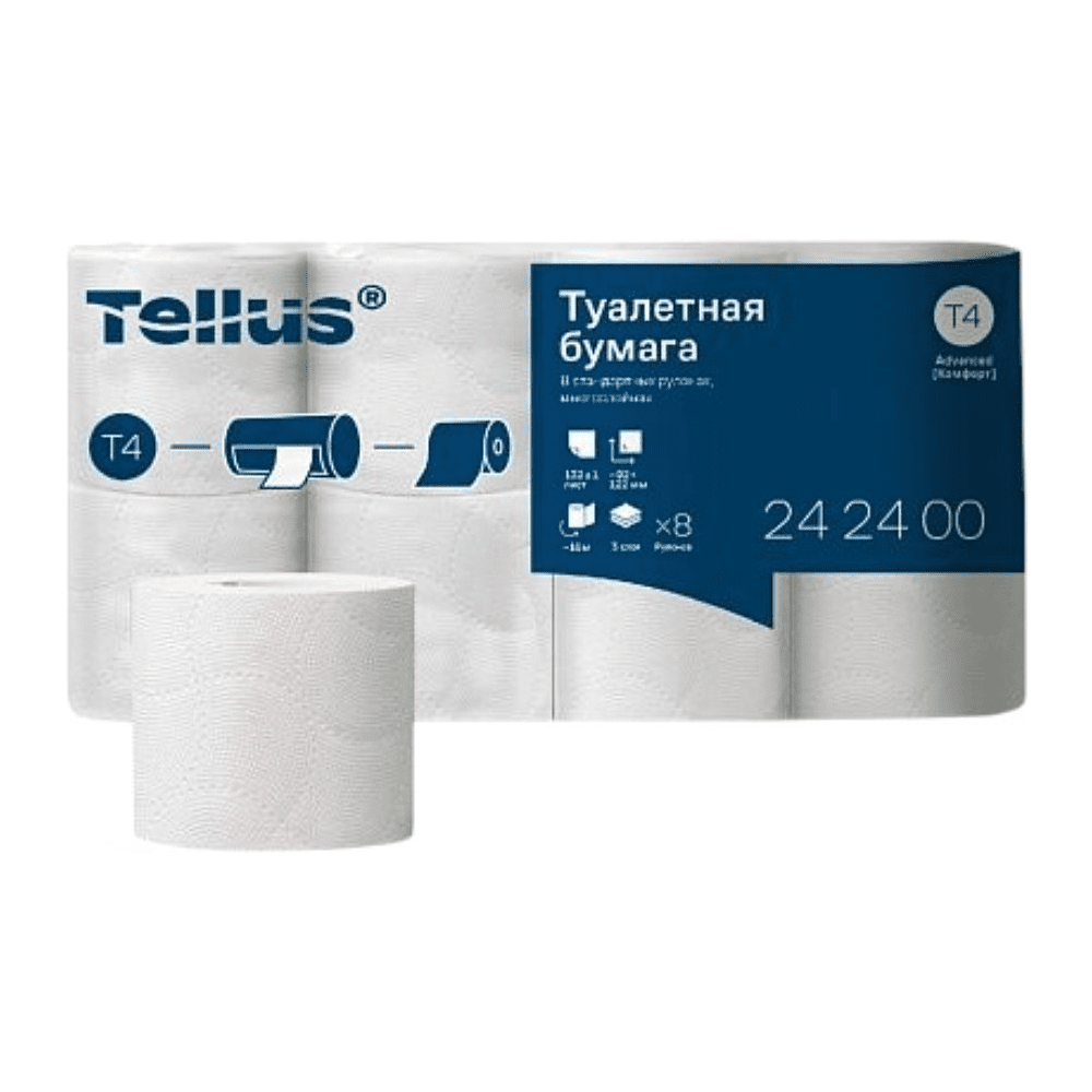 Бумага туалетная Tellus Комфорт TP4, 8 рулонов, 16 м, 3 слоя
