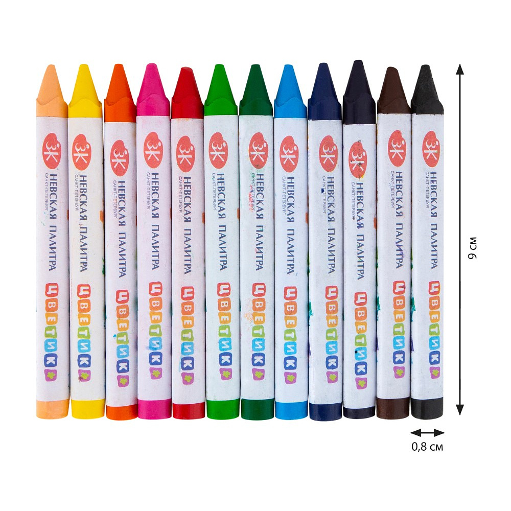 Мелки восковые "Цветик", 12 шт., треугольные - 6