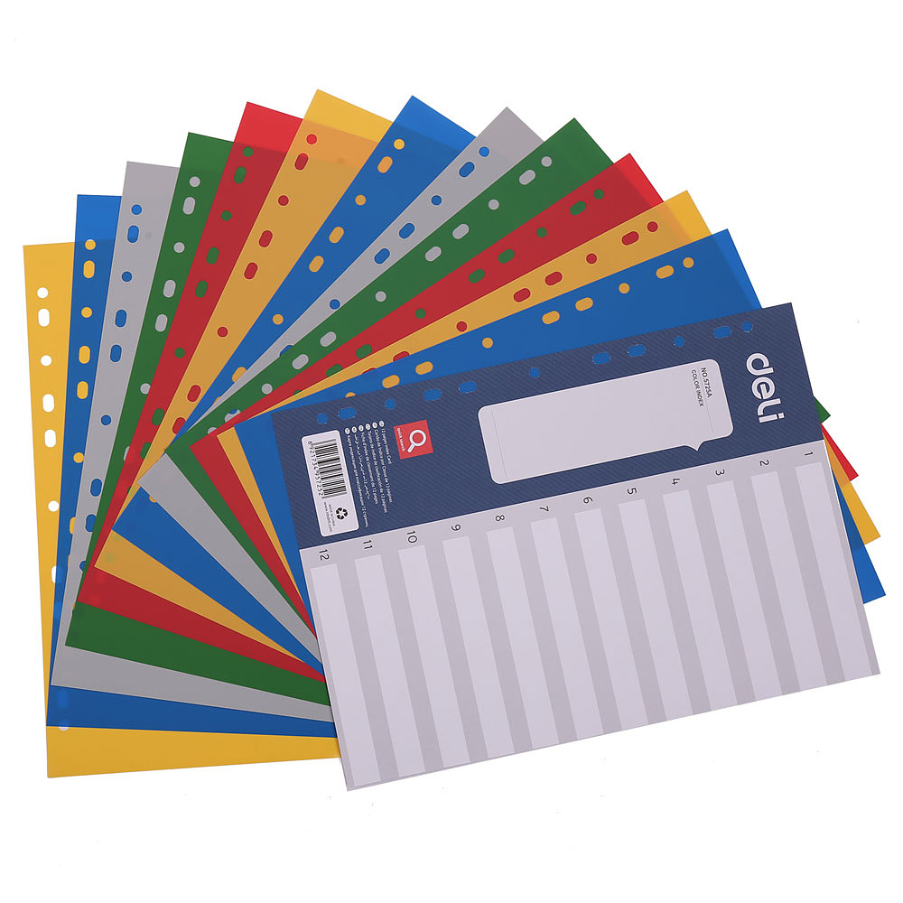 Разделитель "Deli", A4, 12 делений, ассорти - 2