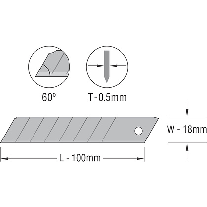 Лезвия для большого ножа "Kangaro Miles", 18 мм, 10 штук - 10
