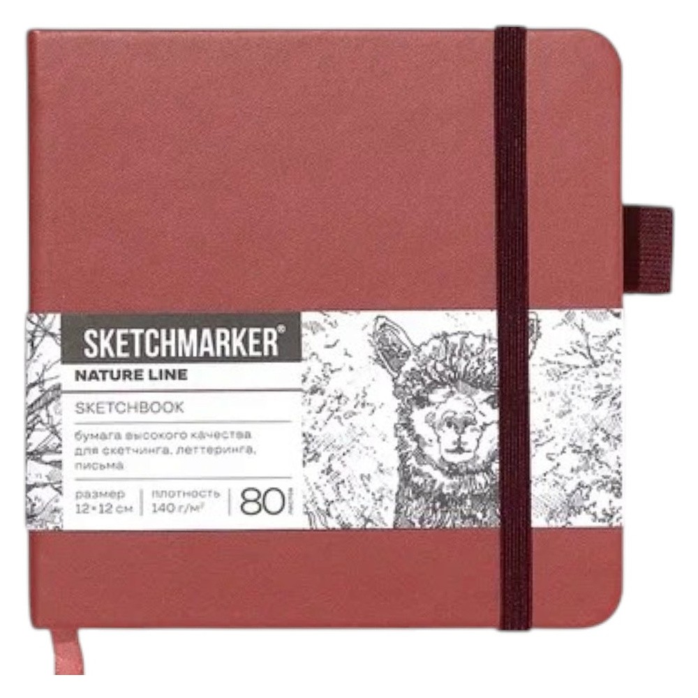 Скетчбук "Sketchmarker", 12х12 см, 140 г/м2, 80 листов, красный винтаж