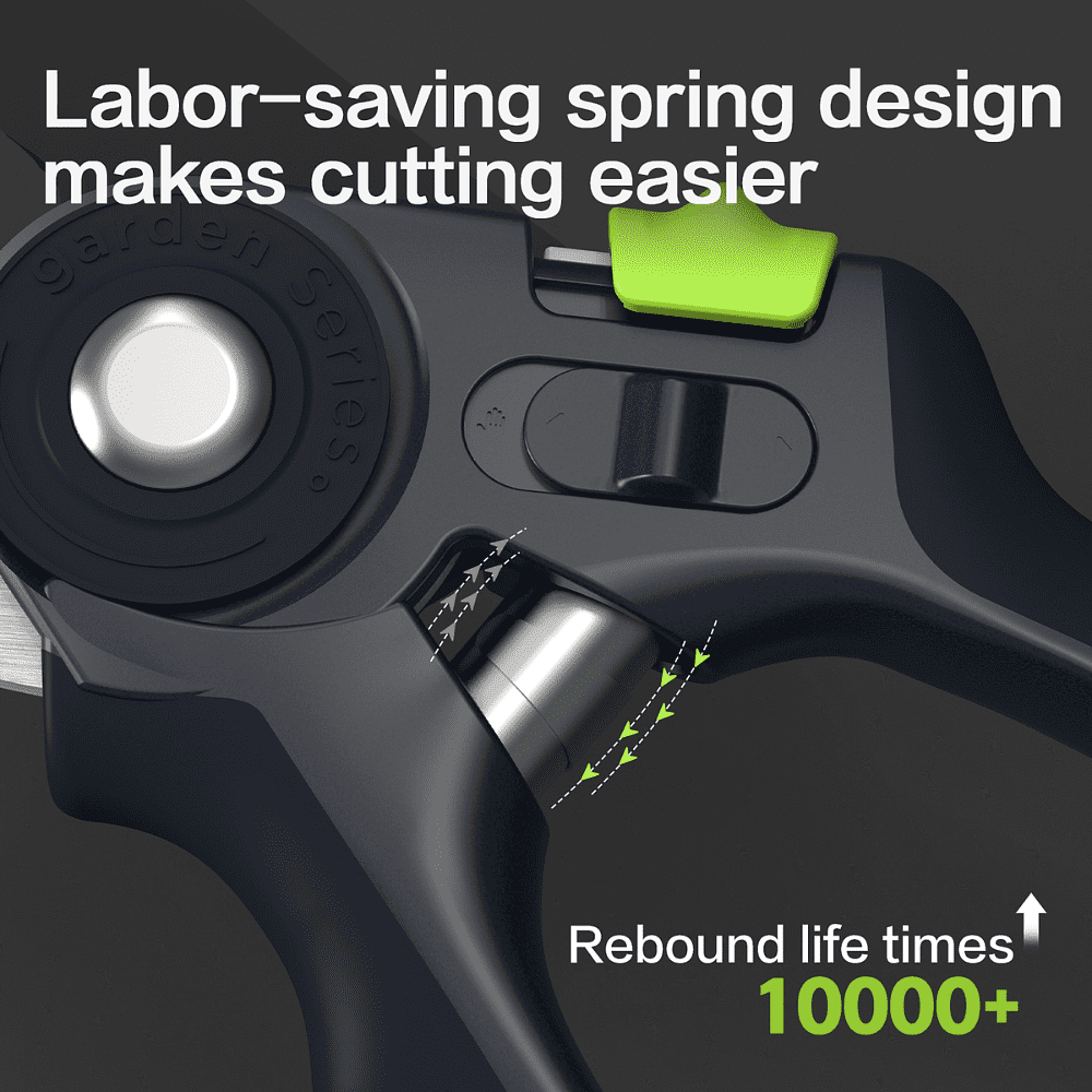 Секатор садовый Deli GS EDL-YL0005, 216 мм, SK5, контактный, черный - 7