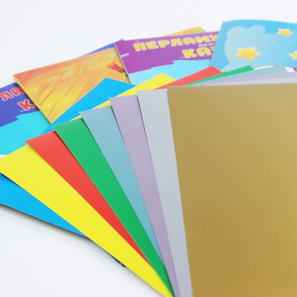Картон перламутровый мелованный "Вместе лучше!", А4, 8 цветов, 8 листов - 2