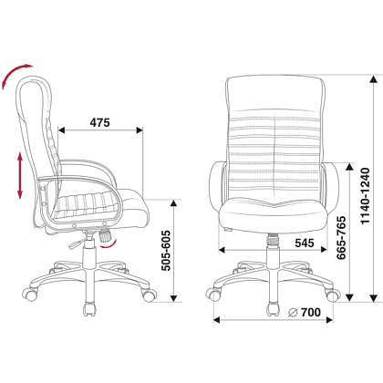 Кресло для руководителя Бюрократ "KB-10LITE", экокожа, пластик, черный - 6