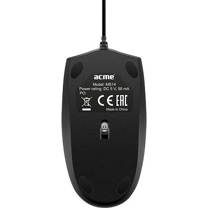 Мышь Acme "MS14", проводная, 1000  dpi, 3 кнопки, черный - 4