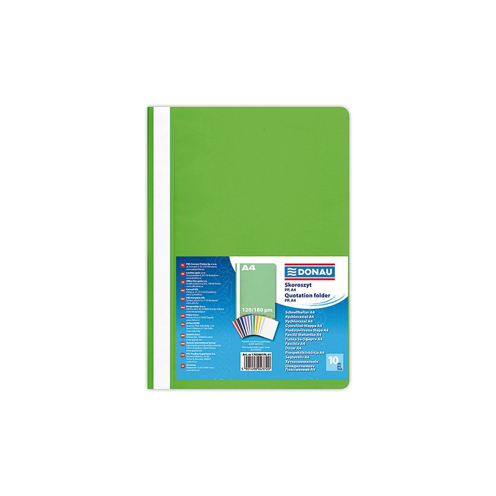 Папка-скоросшиватель "Donau", A4, светло-зеленый