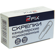 Скрепки овальные "Бугинком 2Fix", 28 мм, 100 шт, серебристый