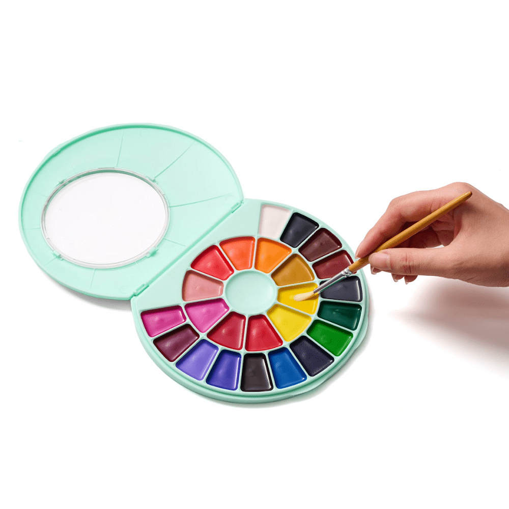 Краски акварельные "Himi", набор, 24 цвета, зелёный футляр - 4