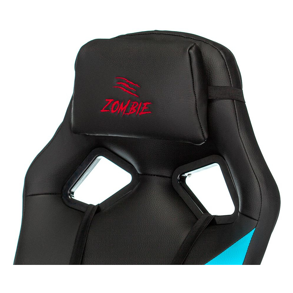 Кресло игровое "Zombie DRIVER", экокожа, пластик, черный, голубой - 9