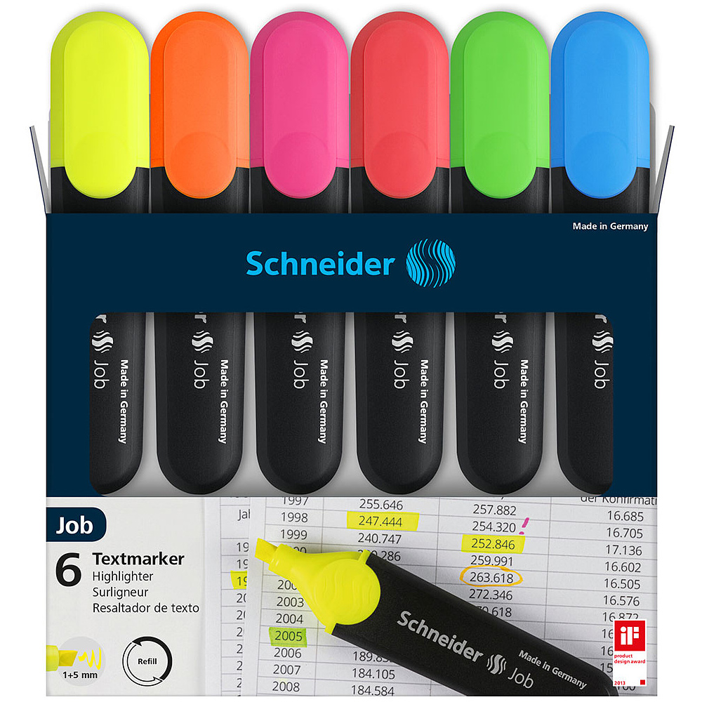 Набор маркеров текстовых "Schneider Job", 6 шт, ассорти - 2