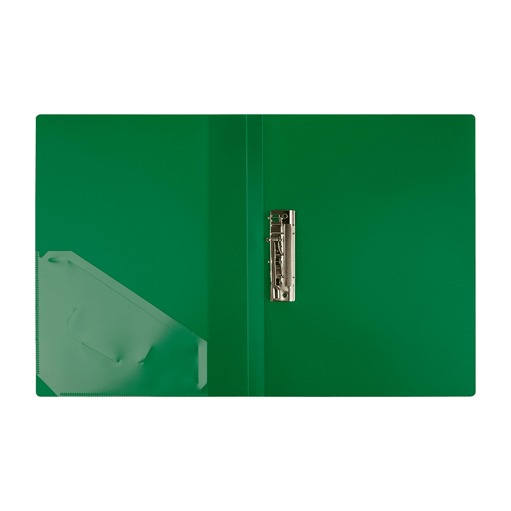 Папка В-611 "Стандарт" с зажимом и карманом, пластик , зеленый - 2