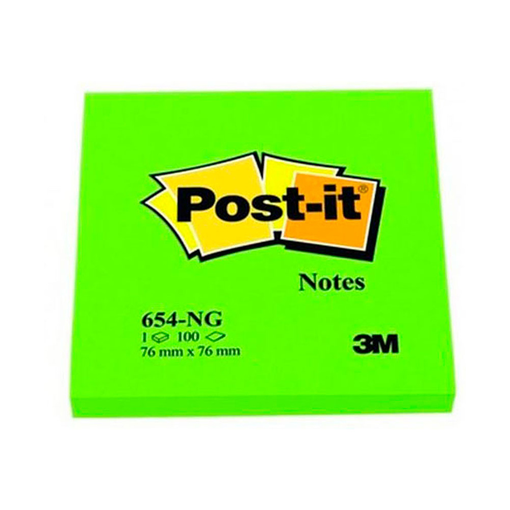 Бумага для заметок "Post-it Notes", 76x76 мм, 100 листов, зеленый неон