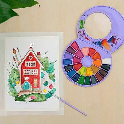 Краски акварельные "Himi", набор, 24 цвета, фиолетовый футляр - 5