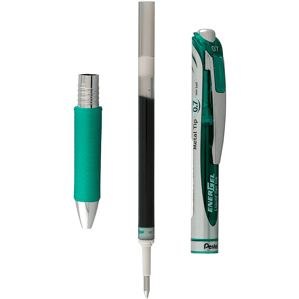 Ручка-роллер "EnerGel BL77", 0.7 мм, серебристый, зеленый, стерж. зеленый - 2