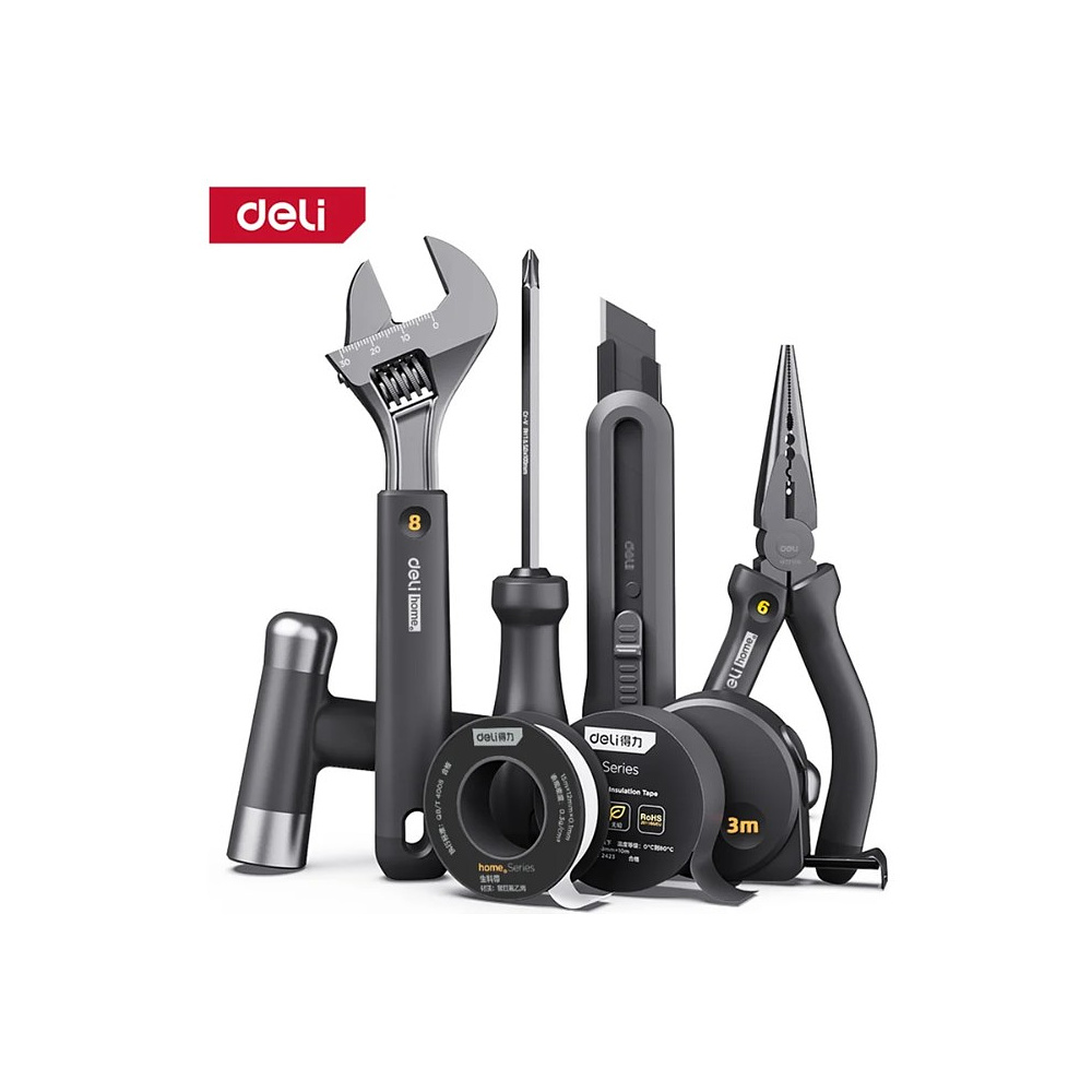 Набор ручного инструмента Deli HS, 8 предметов, Soft Touch, черный - 2