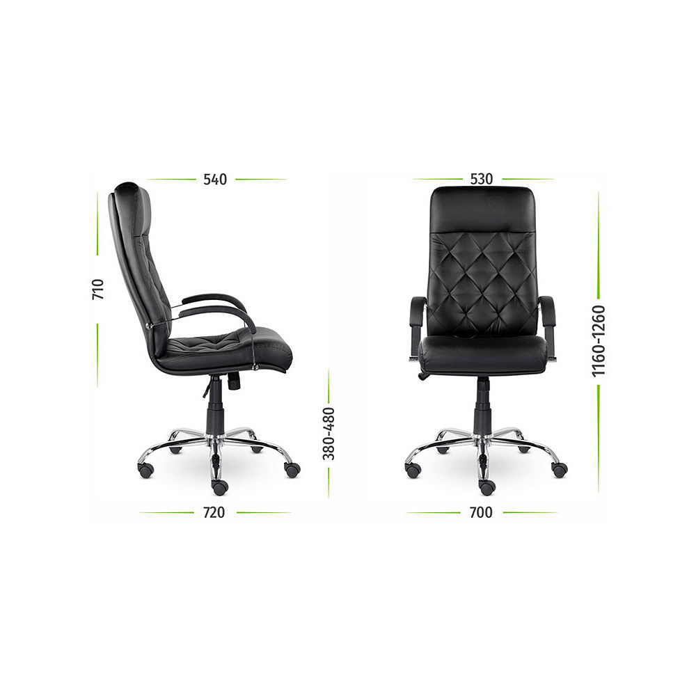 Кресло для руководителя Верона К-10 В хром "Z-11", кожзам, металл, черный - 6