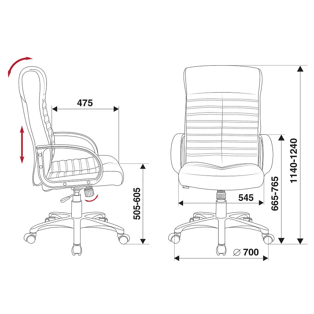 Кресло для руководителя Бюрократ "KB-10LITE", экокожа, пластик, черный - 6