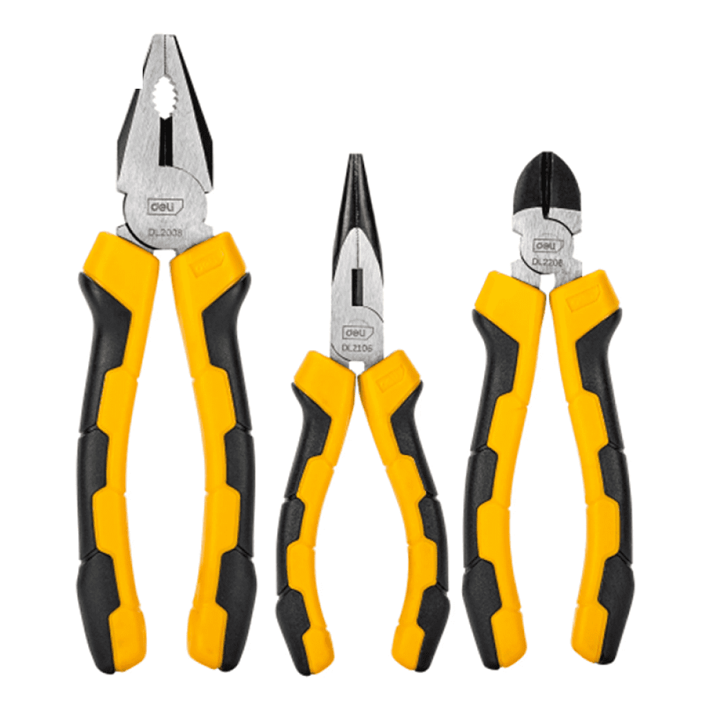 Набор плоскогубцев Deli "EDL2008-3", 3 шт, желтый, черный