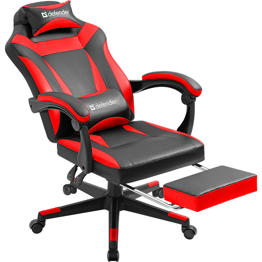 Кресло игровое Defender "Cruiser", искусственная кожа, пластик, черный, красный - 3