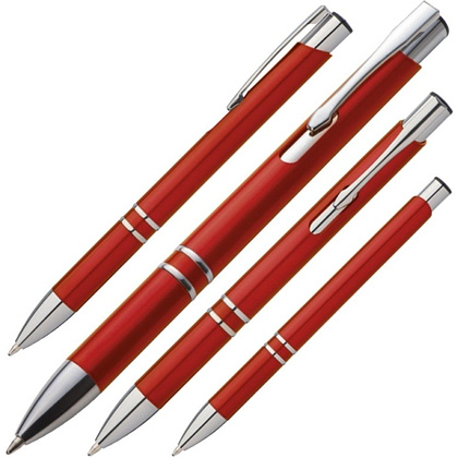 Ручка шариковая автоматическая "Baltimore", 0.7 мм, красный, серебристый, стерж. синий - 2