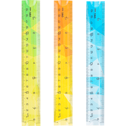 Линейка "Deli", 20 см, прозрачный, ассорти