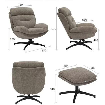 Кресло мягкое EVERPROF Kiwi, ткань, темно-коричневый - 8