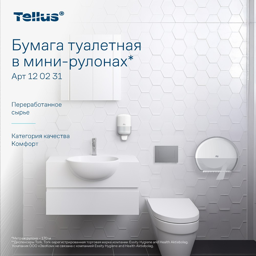Бумага туалетная Tellus Комфорт T2, в мини-рулонах, 170 м, 2 слоя - 10