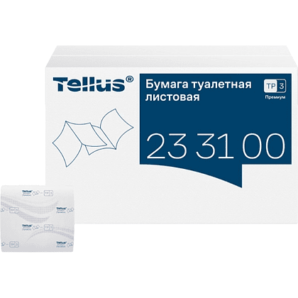 Бумага туалетная Tellus Премиум TР3, листовая, 200 листов, 2 слоя