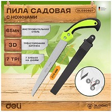 Пила садовая Deli GS EDL580927, 7 TPI, 270 мм., с чехлом, черный, зеленый