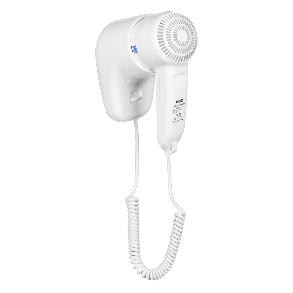 Фен настенный BXG-1200Н1, ABS-пластик, белый